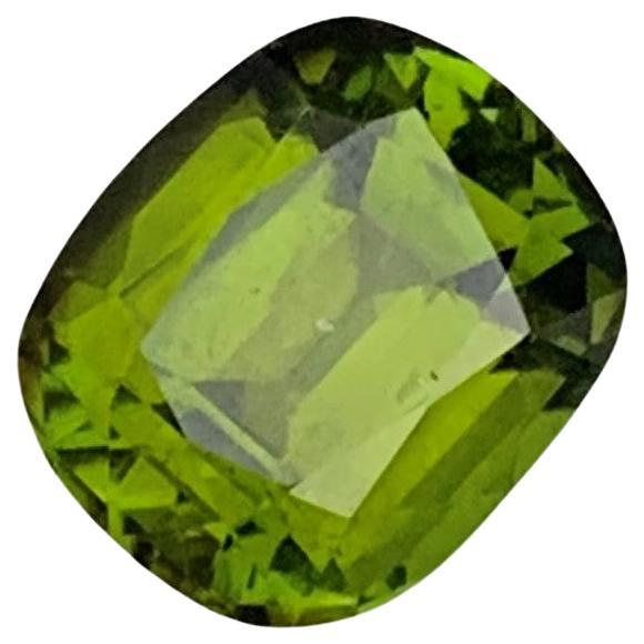 2.95 Carat Natural Olive Green Tourmaline Cushion Shape from Afghanistan Mine For Sale