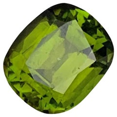 Used 2.95 Carat Natural Olive Green Tourmaline Cushion Shape from Afghanistan Mine