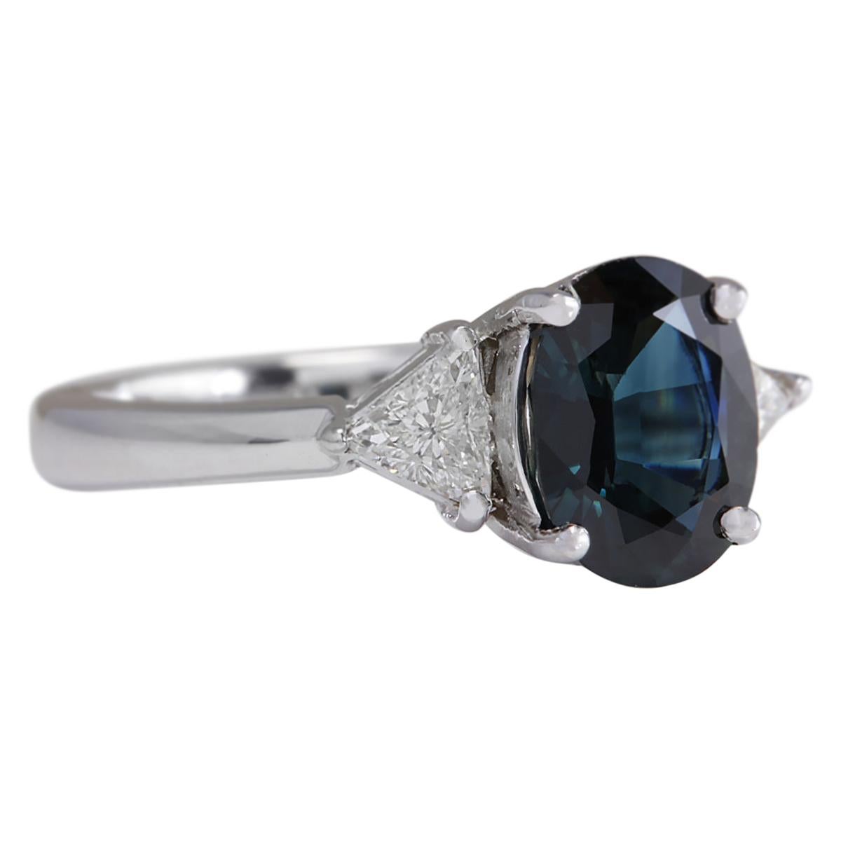 2.95 Carat Natural Sapphire 14 Karat White Gold Diamond Ring
Stamped: 14K White Gold
Total Ring Weight: 5.8 Grams
Total Natural Sapphire Weight is 2.50 Carat (Measures: 9.00x7.00 mm)
Color: Blue
Total Natural Diamond Weight is 0.45 Carat
Color: F-G,