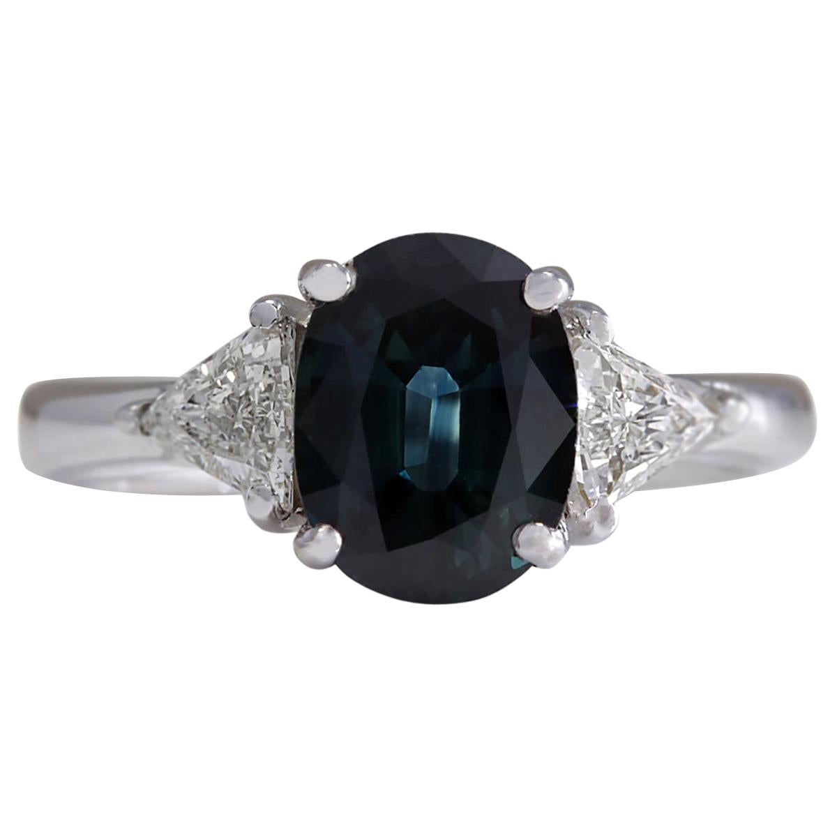 Natural Sapphire 14 Karat White Gold Diamond Ring For Sale