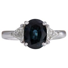Natural Sapphire 14 Karat White Gold Diamond Ring