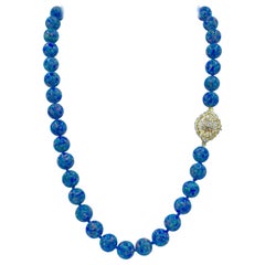 295 Carat Opal Mosaic Beads, Gem Quality with Fancy Yellow Gold Diamond Clasp