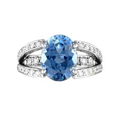 2.95 Carat Oval Aquamarine Ring in Platinum and 24 Karat Gold by Zoltan David