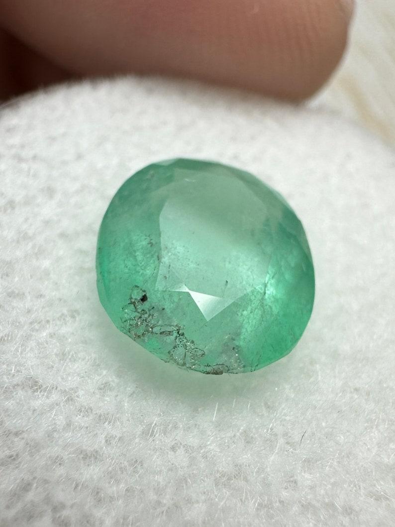 Modern 2.95 Carat Pastel Mint Green Colombian Emerald Oval Cut - May Birthstone Gem For Sale