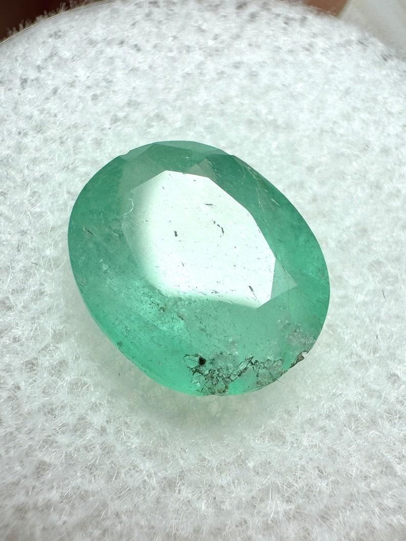 2.95 Carat Pastel Mint Green Colombian Emerald Oval Cut - May Birthstone Gem In New Condition For Sale In Jupiter, FL