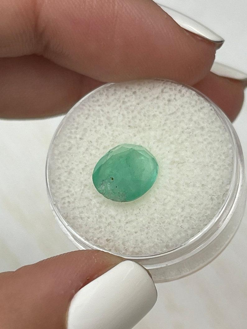 2.95 Carat Pastel Mint Green Colombian Emerald Oval Cut - May Birthstone Gem For Sale 2