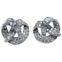 2.95 Carat Round Brilliant and Single Cut Diamond Twist Earrings