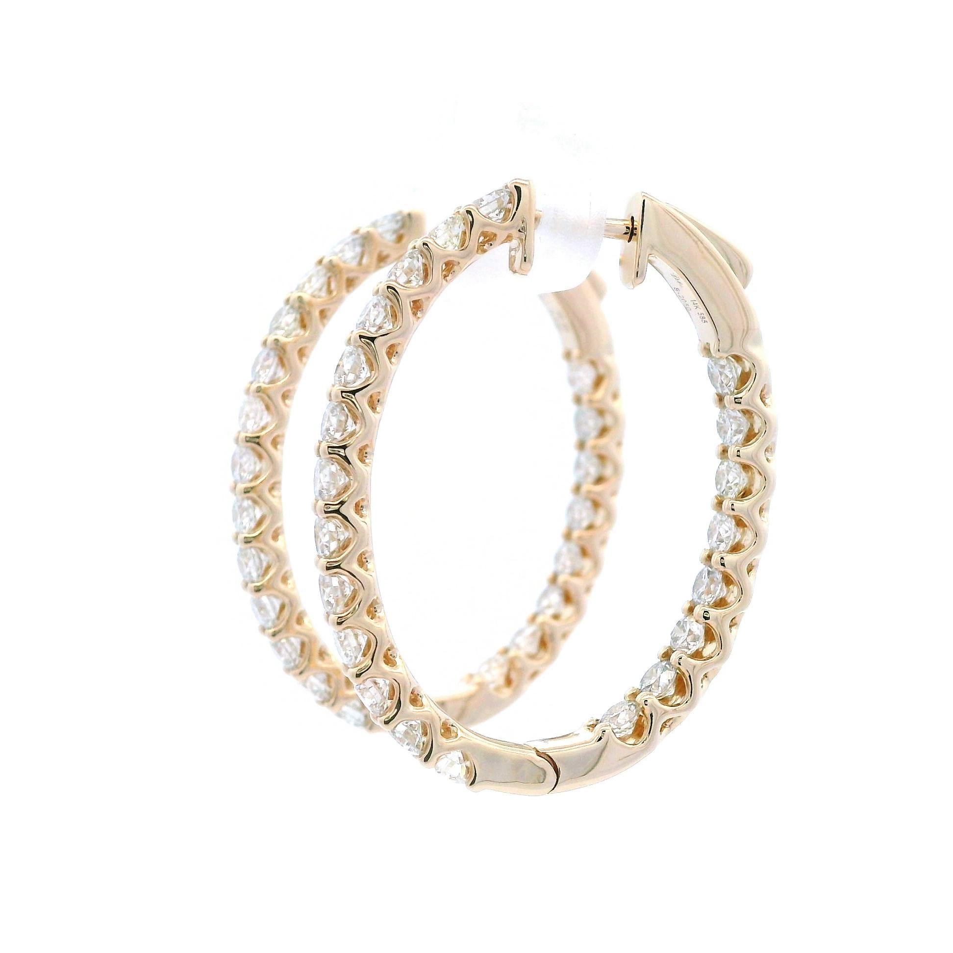 Contemporain Boucles d'oreilles en or jaune avec diamants ronds de 2.95 carats en vente