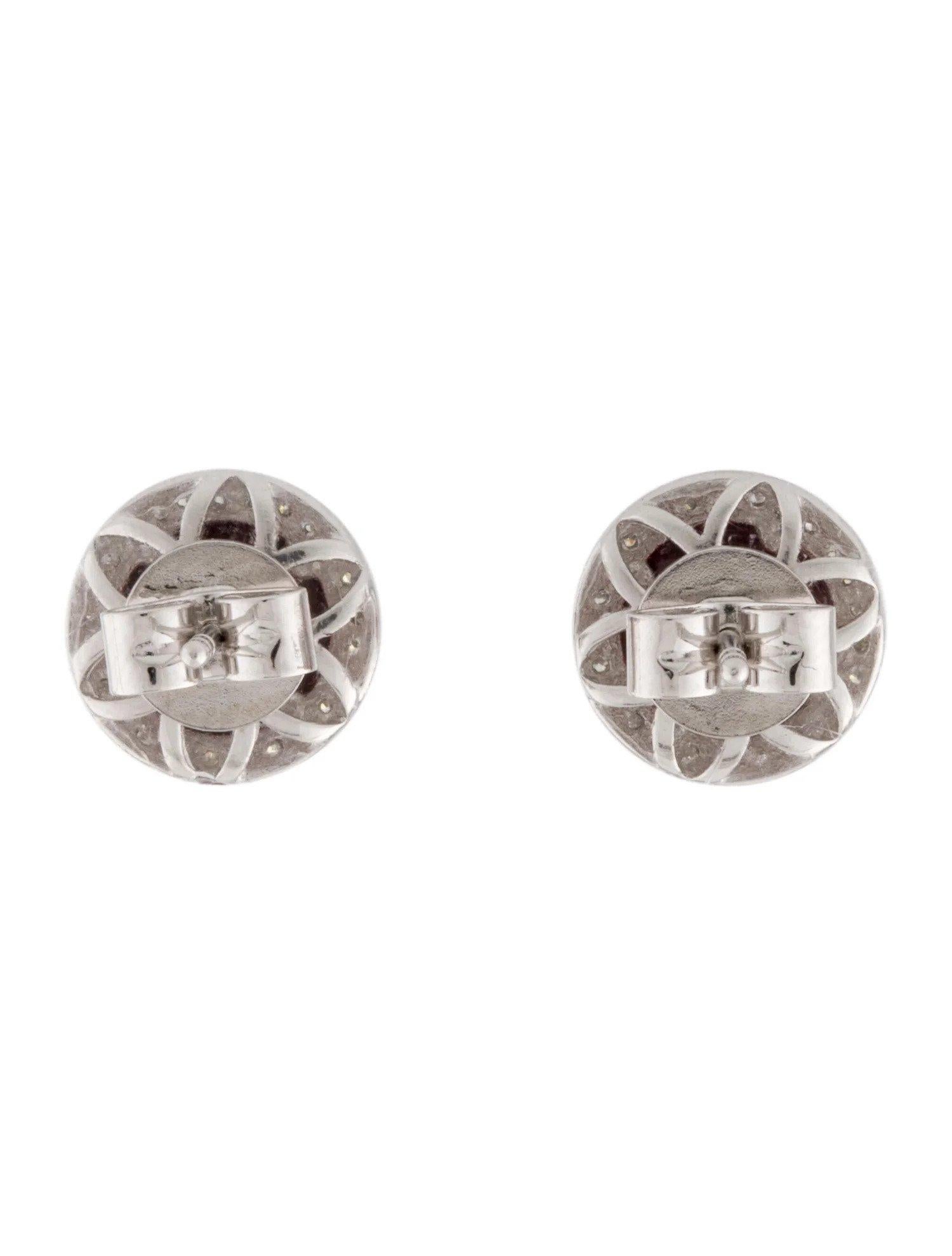 2.95 Carat Round Garnet & Diamond White Gold Stud Earrings  In New Condition For Sale In Great Neck, NY