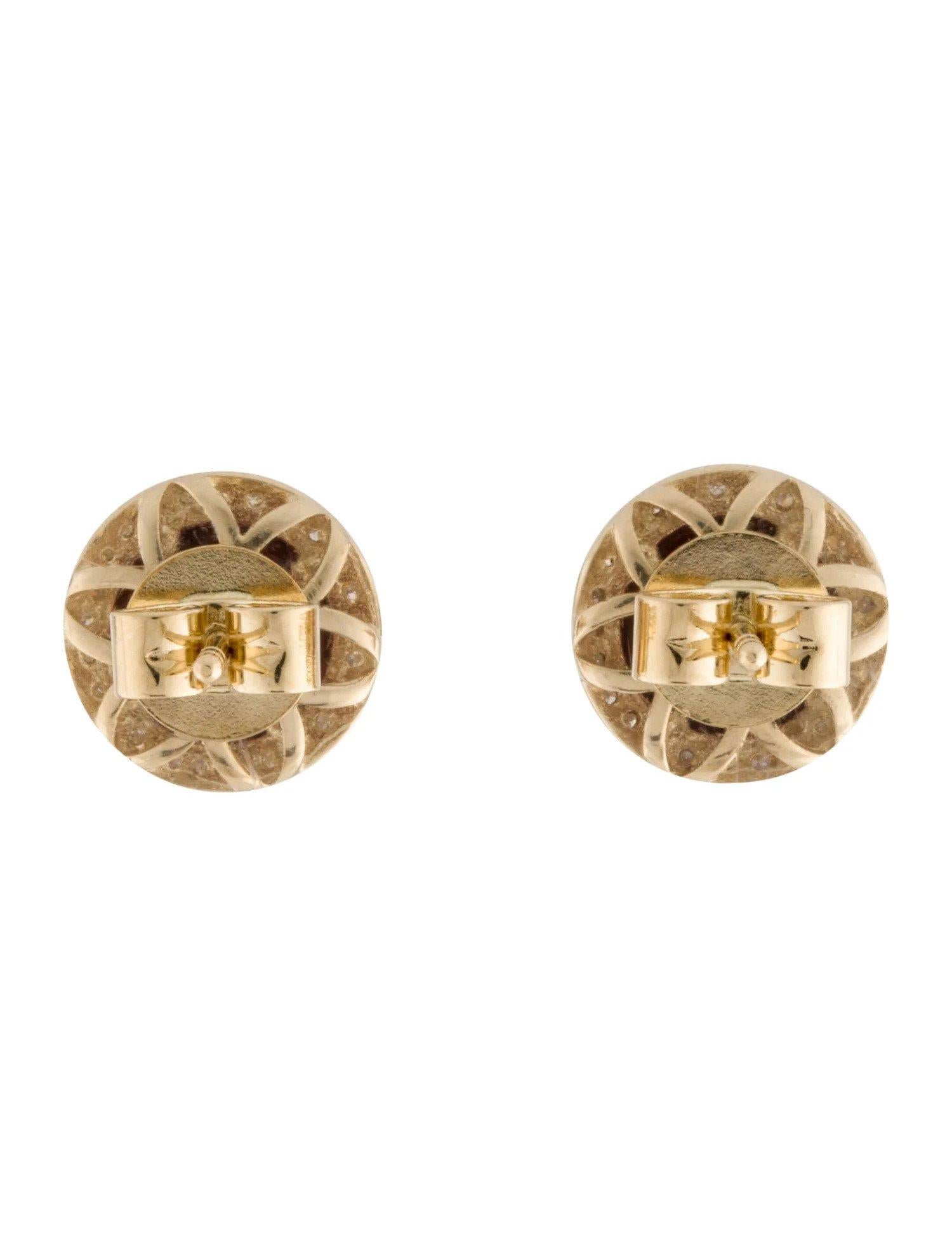 2.95 Carat Round Garnet & Diamond Yellow Gold Stud Earrings  In New Condition For Sale In Great Neck, NY
