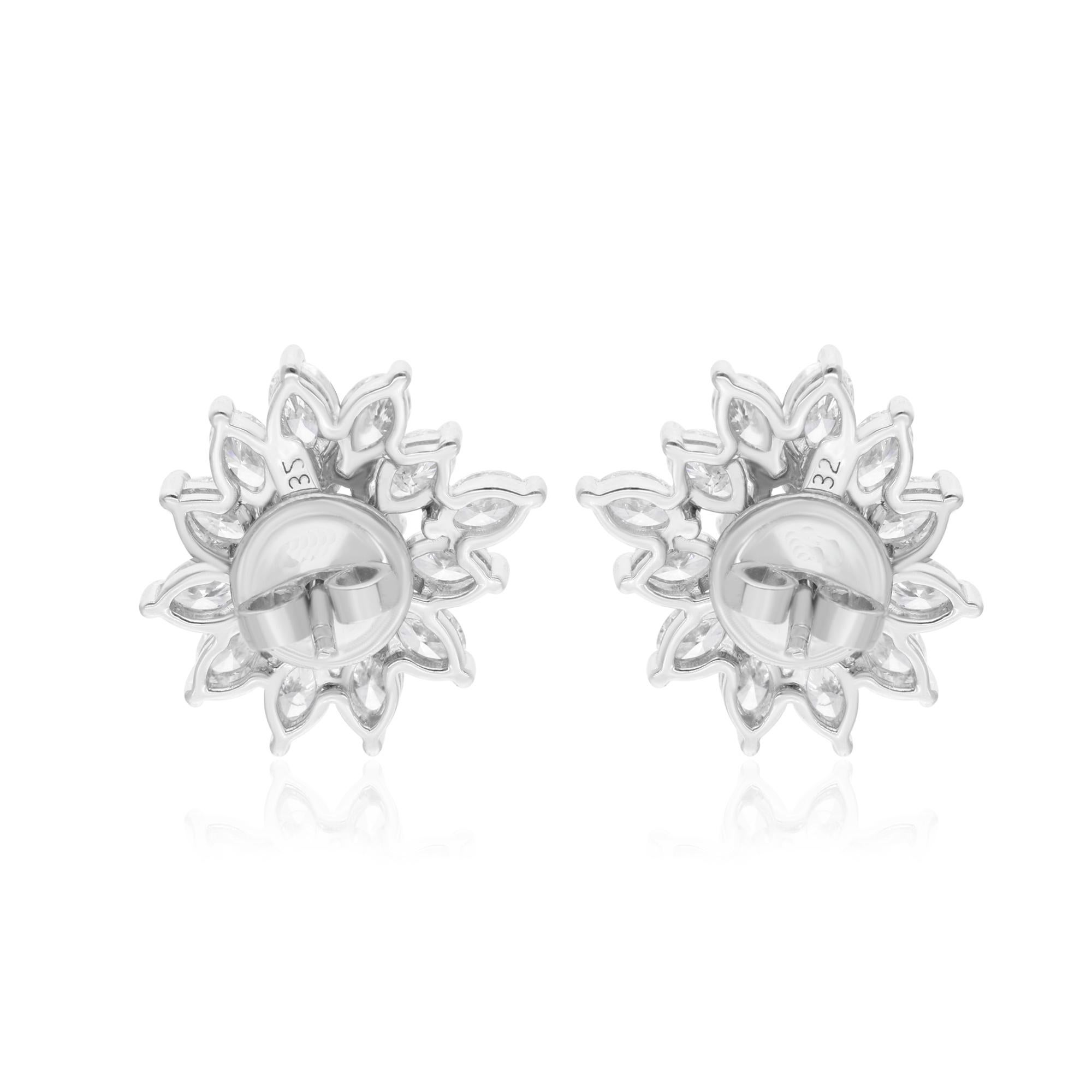 Modern 2.95 Carat SI Clarity HI Color Diamond Earrings 14 Karat White Gold Fine Jewelry For Sale