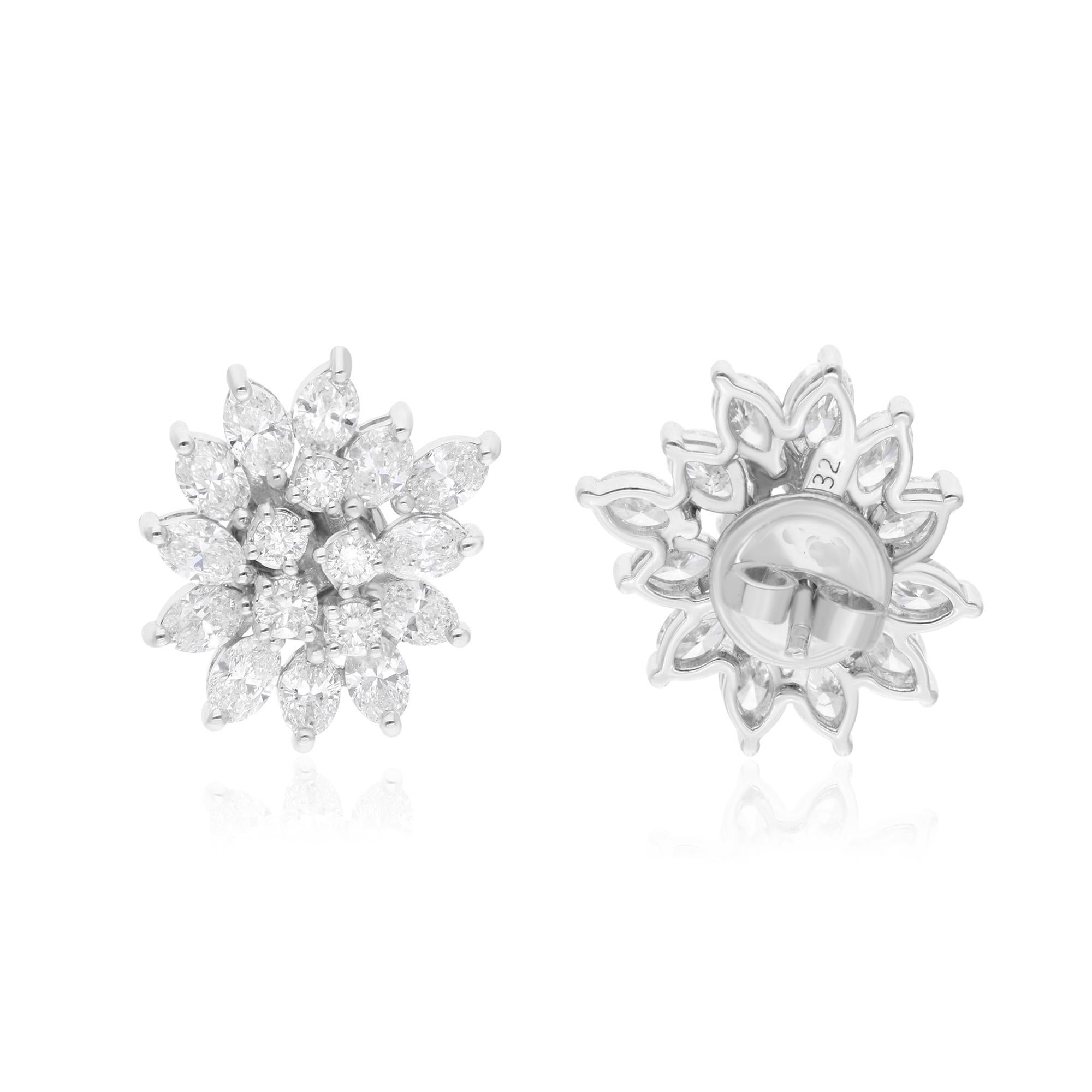 2.95 Carat SI Clarity HI Color Diamond Earrings 14 Karat White Gold Fine Jewelry In New Condition For Sale In Diera, Dubai