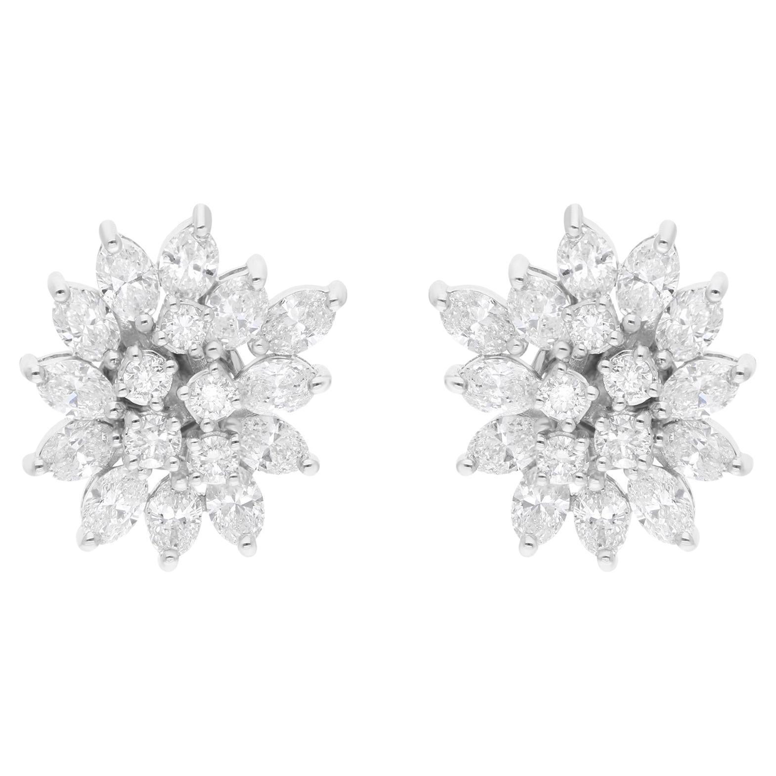 2,95 quilates SI Claridad HI Color Pendientes de diamantes Oro blanco de 18 quilates Joyería fina