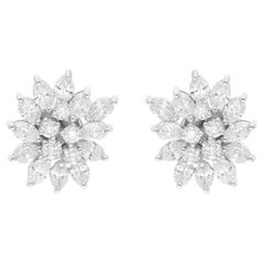 2,95 quilates SI Claridad HI Color Pendientes de diamantes Oro blanco de 18 quilates Joyería fina