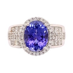 Bague design ILIANA en or avec tanzanite de 2,95 carats et diamants, bijouterie d'art de collection
