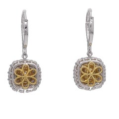 2.95 Carat T.W. Yellow/White Diamond Earrings, with 1.4ct GIA centers ref1163