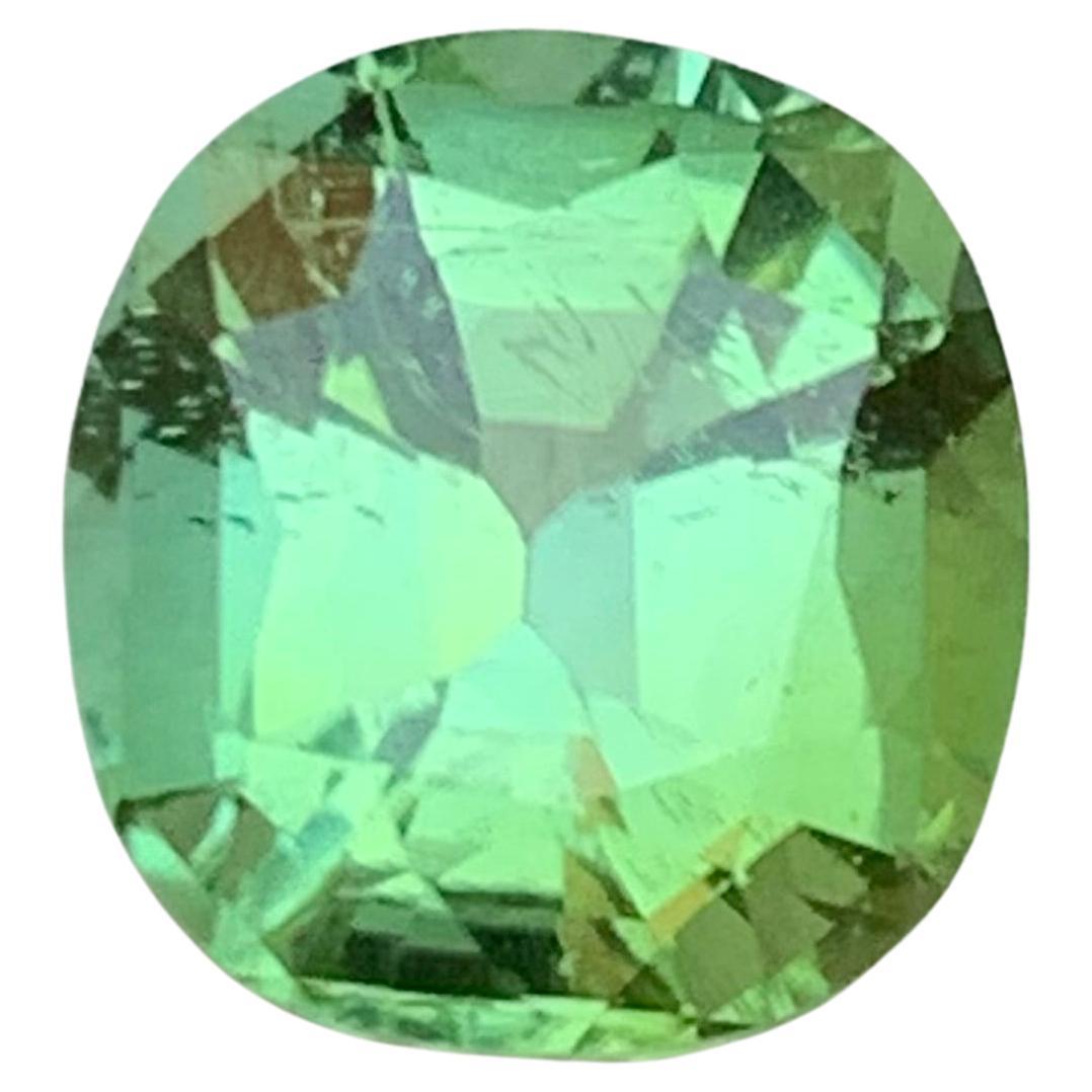 2.95 Carat Vibrant Minty Green Natural Tourmaline Cushion Cut Loose Gemstone For Sale