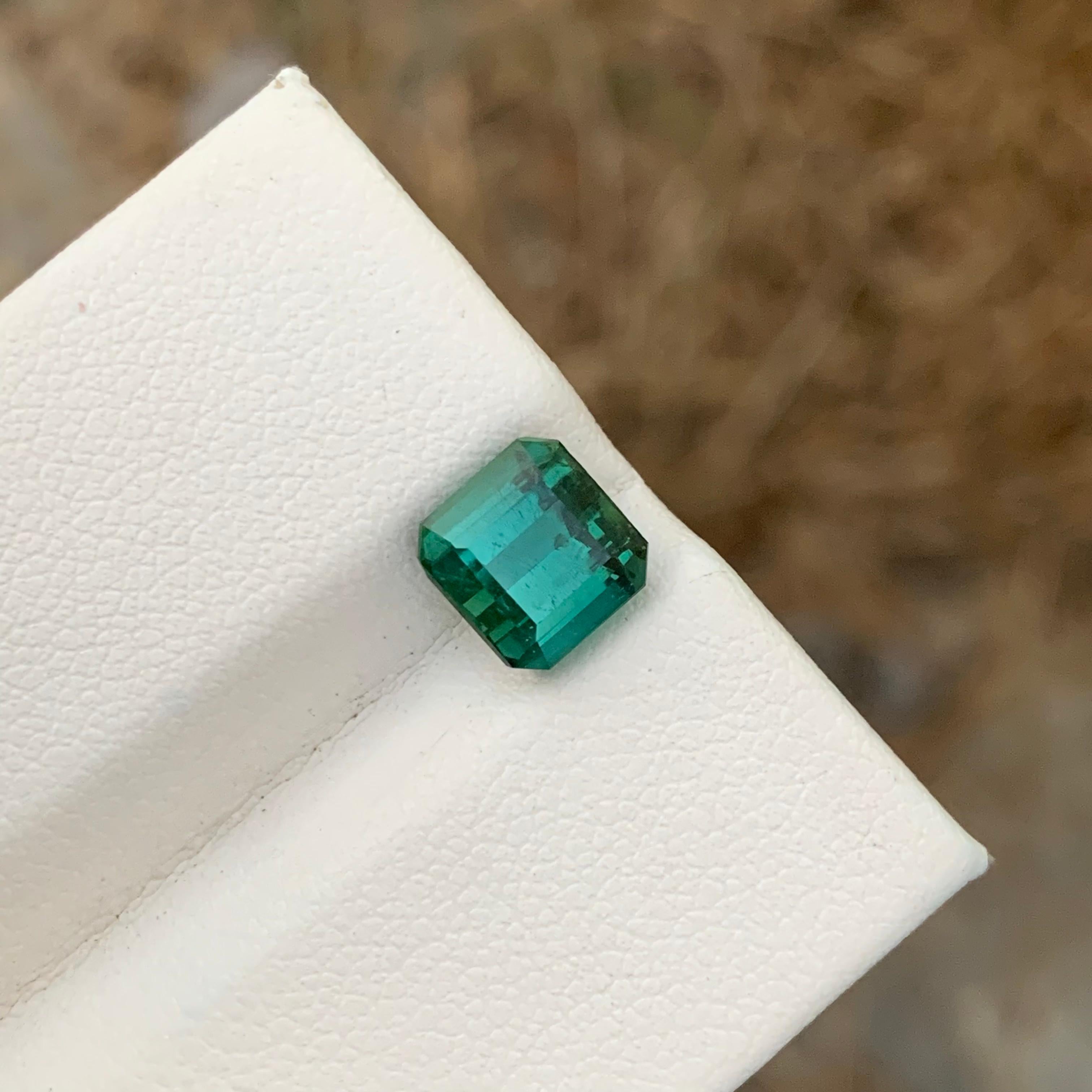 2.95 Carats Natural Loose Blueish Green Tourmaline Emerald Cut Ring Gemstone  For Sale 2