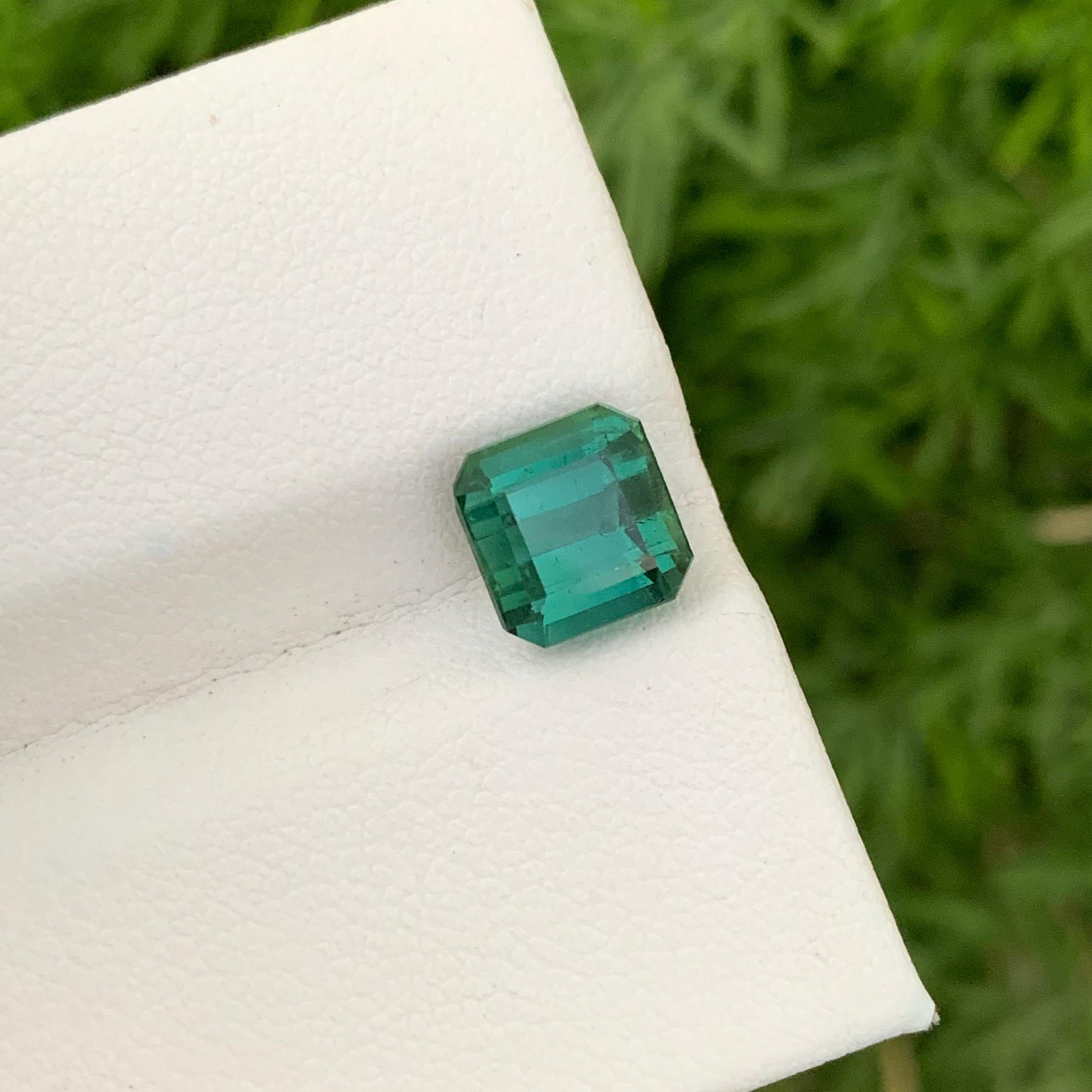 2.95 Carats Natural Loose Blueish Green Tourmaline Emerald Cut Ring Gemstone  For Sale 3