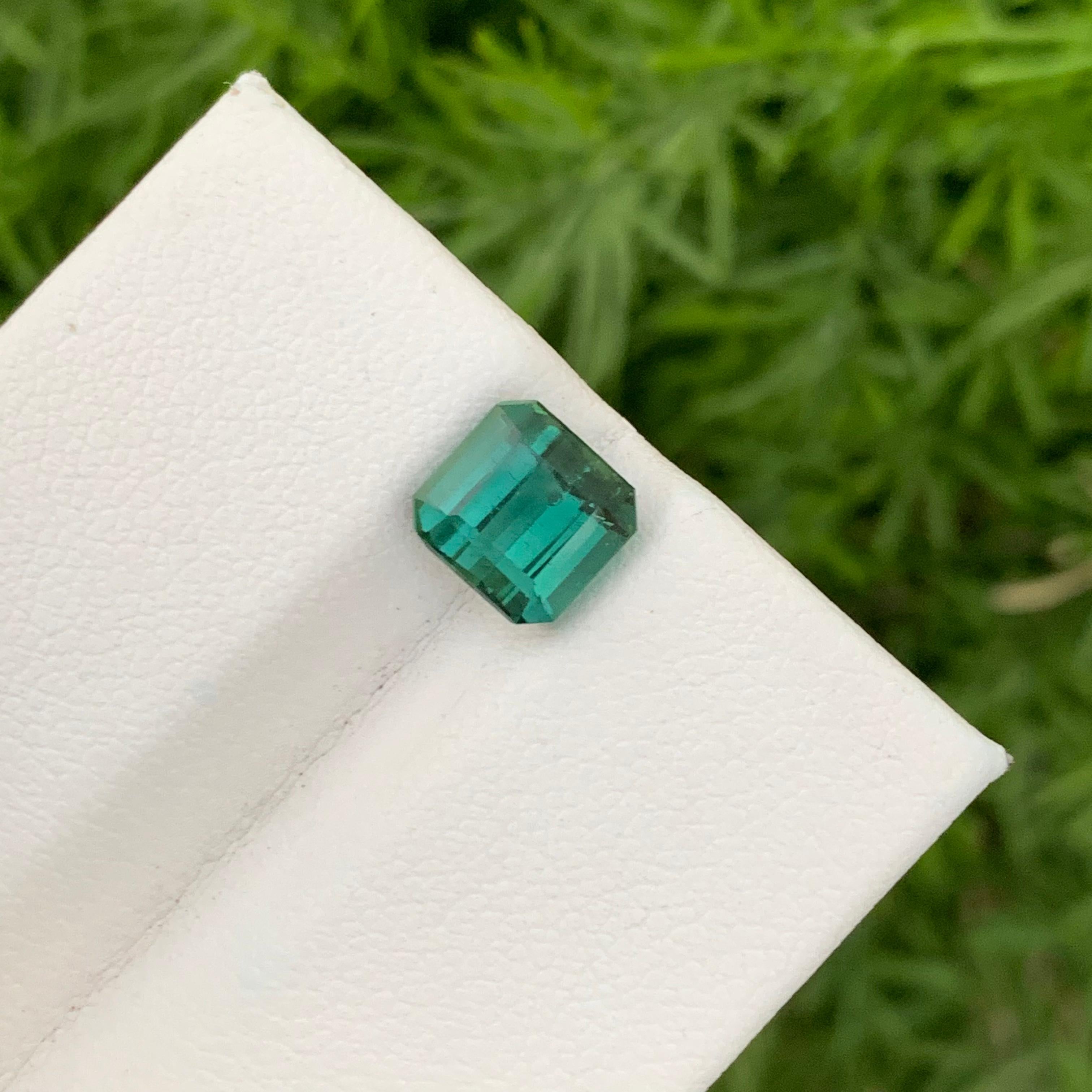 2.95 Carats Natural Loose Blueish Green Tourmaline Emerald Cut Ring Gemstone  For Sale 4