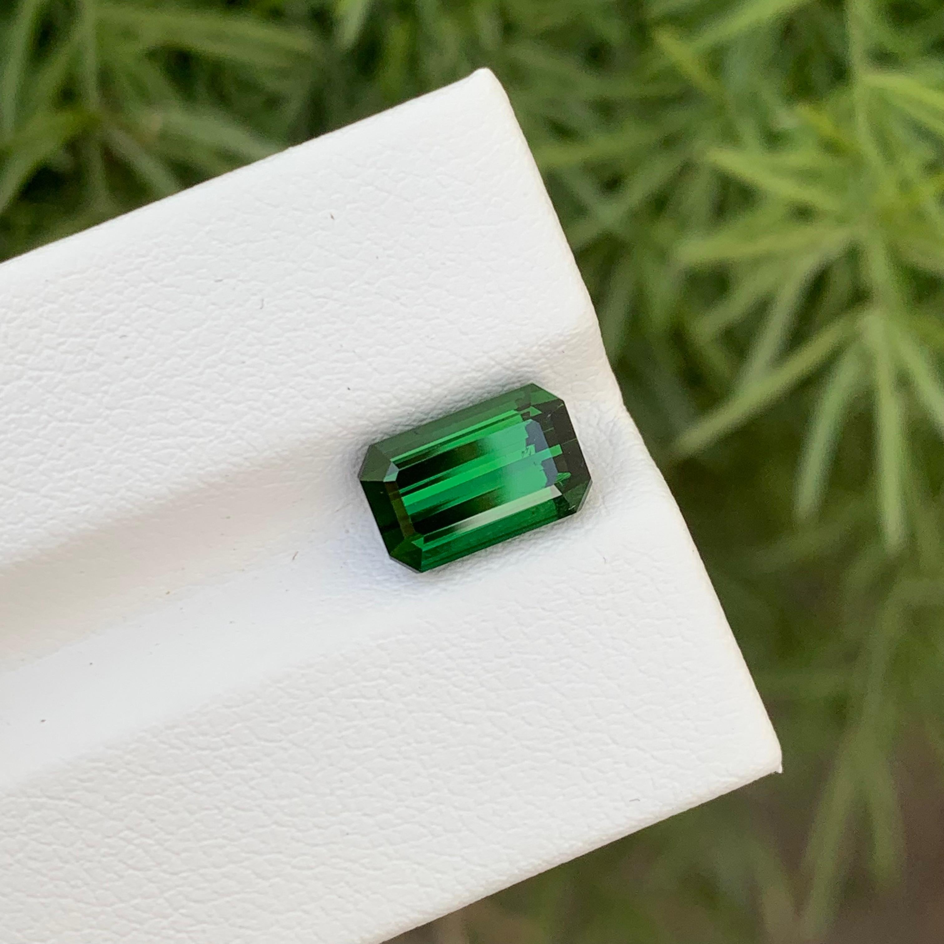 Arts and Crafts 2.95 Carats Natural Loose Green Tourmaline Emerald Shape Gem For Ring  For Sale