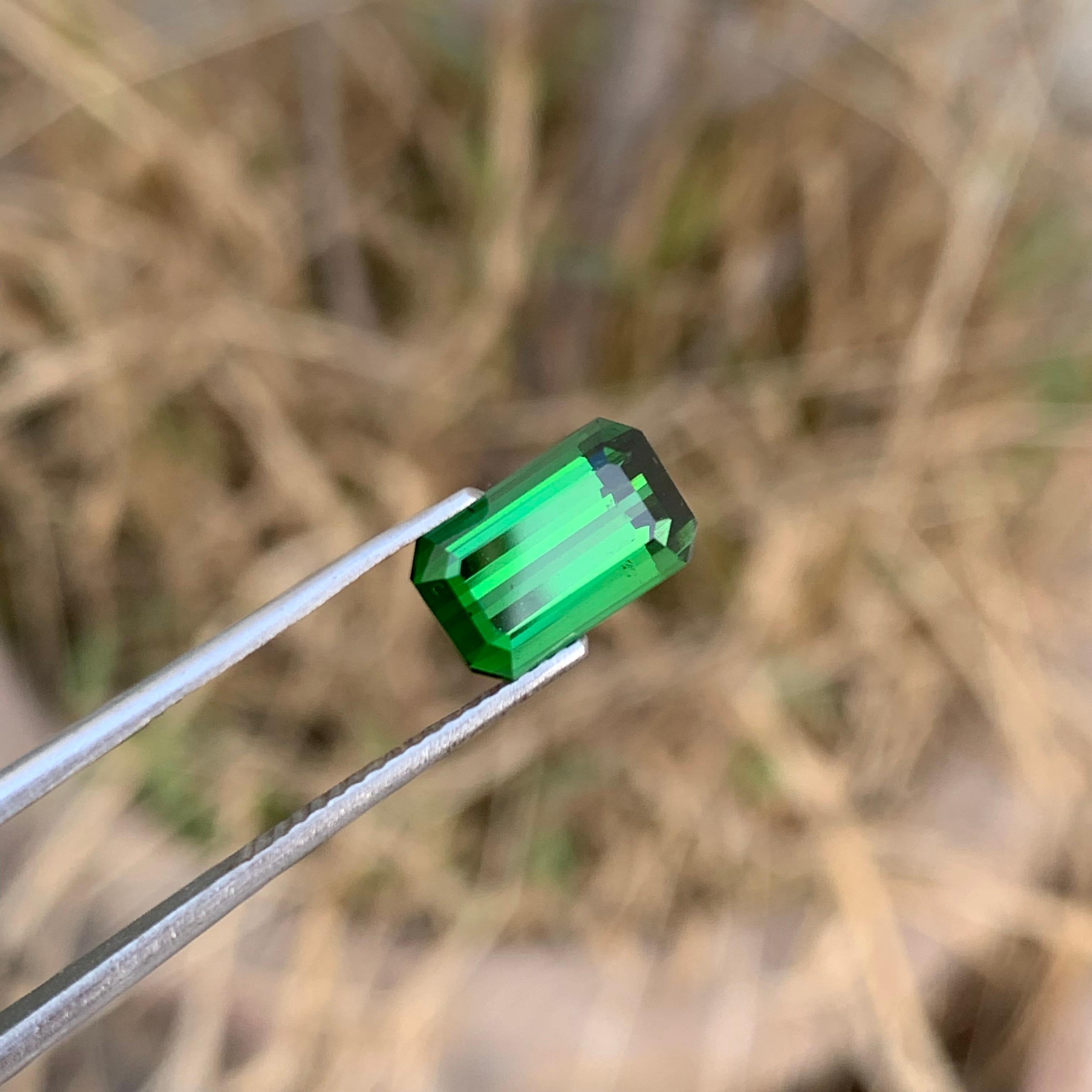 2.95 Carats Natural Loose Green Tourmaline Emerald Shape Gem For Ring (Tourmaline verte en forme d'émeraude pour bague) en vente 2
