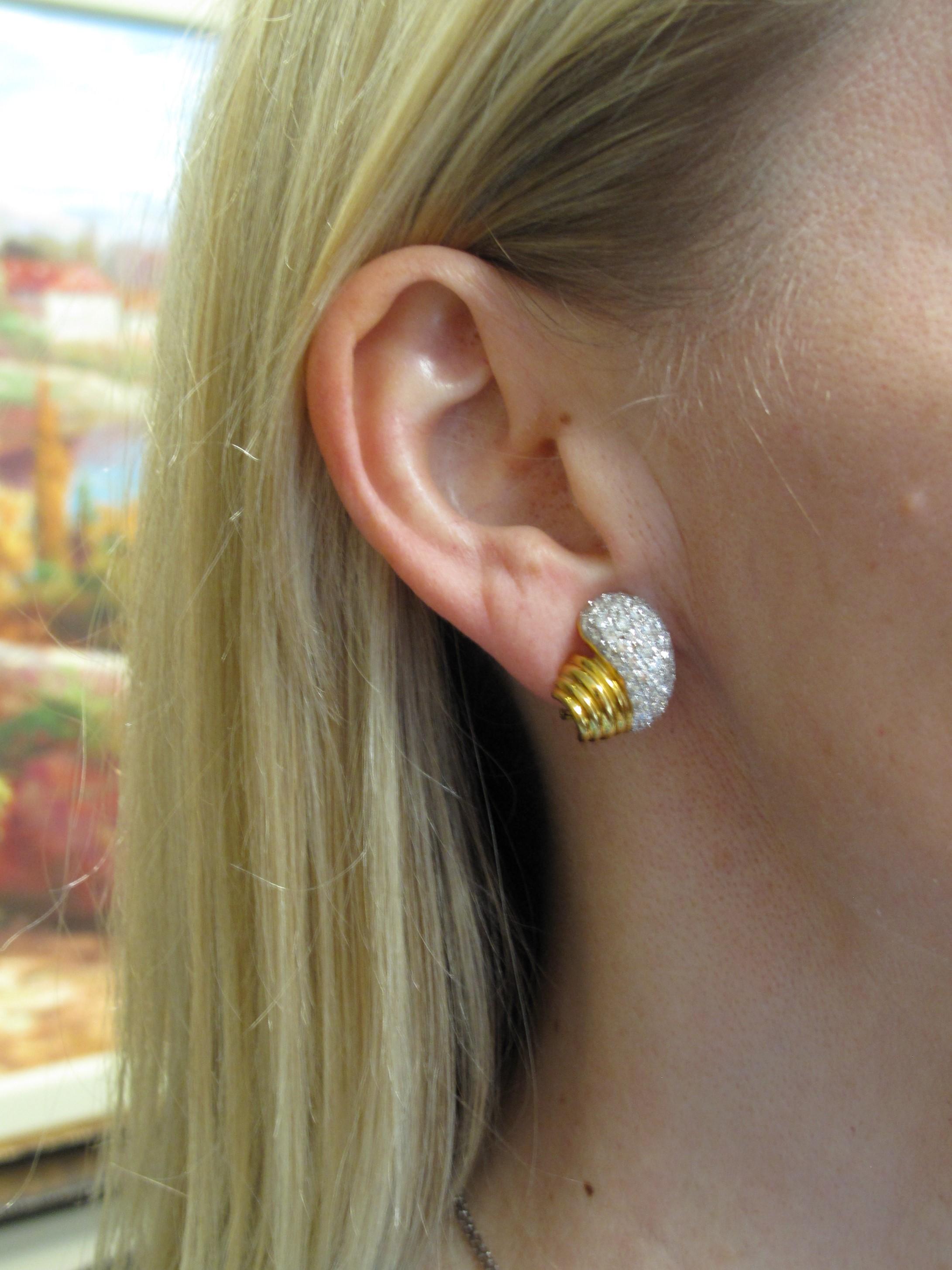 2,95 Karat Gesamt Pave Diamant-Tür-Knocker-Ohrringe 18K Gelbgold im Angebot 12