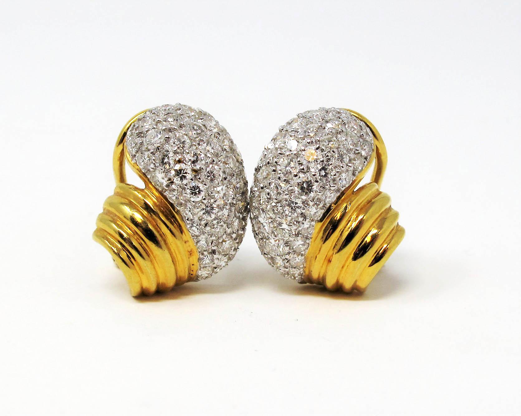 2,95 Karat Gesamt Pave Diamant-Tür-Knocker-Ohrringe 18K Gelbgold (Zeitgenössisch) im Angebot