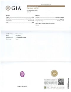 2.95 Ct. Pink Sapphire Oval GIA, Unset 3-Stone Engagement Ring or Pendant Gem