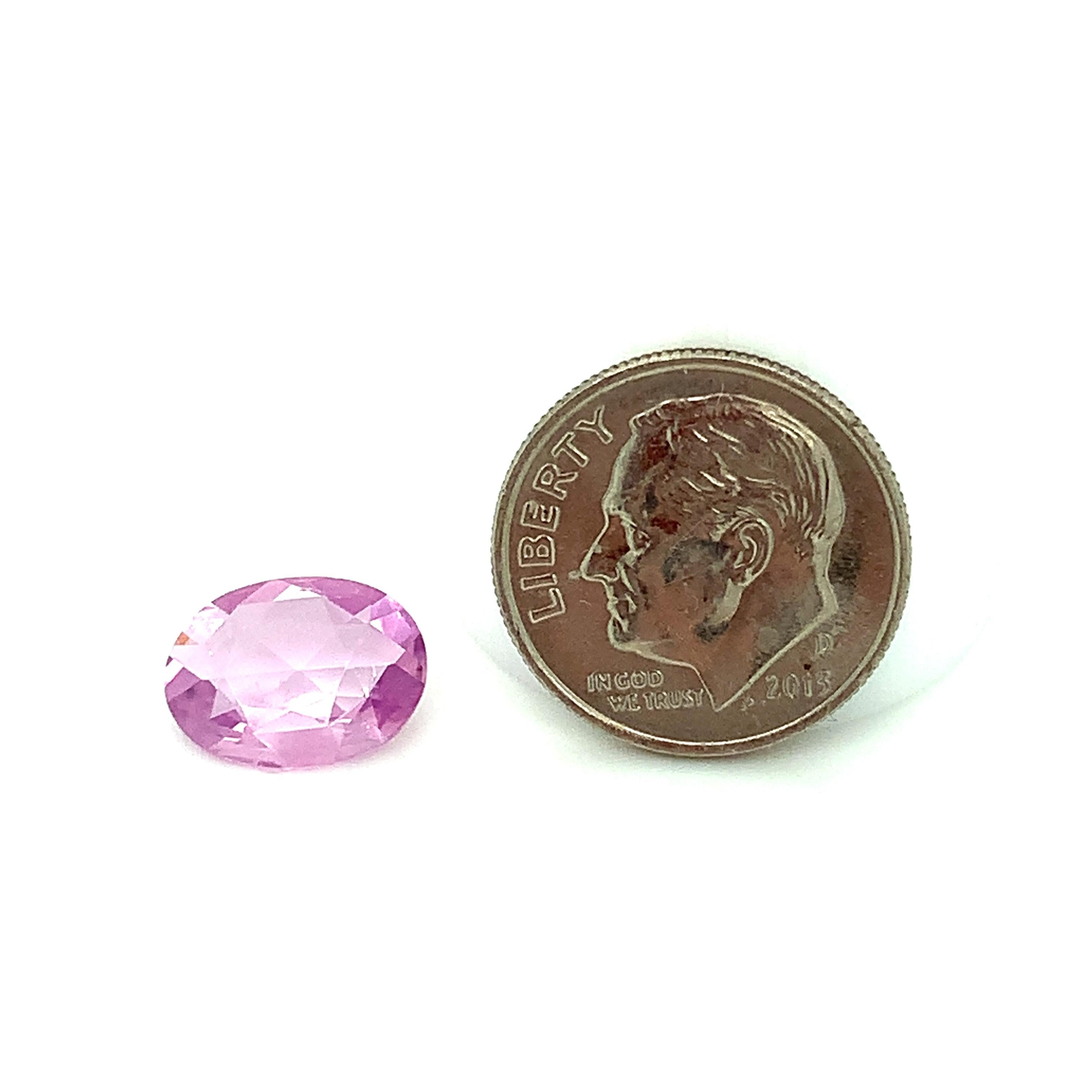 2.95 Ct. Pink Sapphire Oval GIA, Unset 3-Stone Engagement Ring or Pendant Gem 2