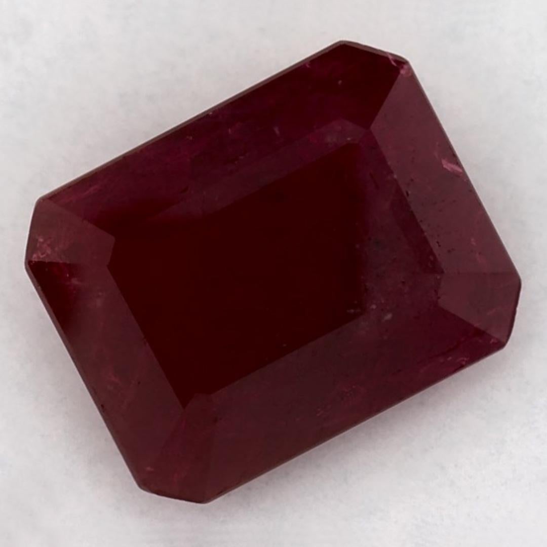 2.95 Ct Ruby Octagon Cut Loose Gemstone In New Condition For Sale In Fort Lee, NJ