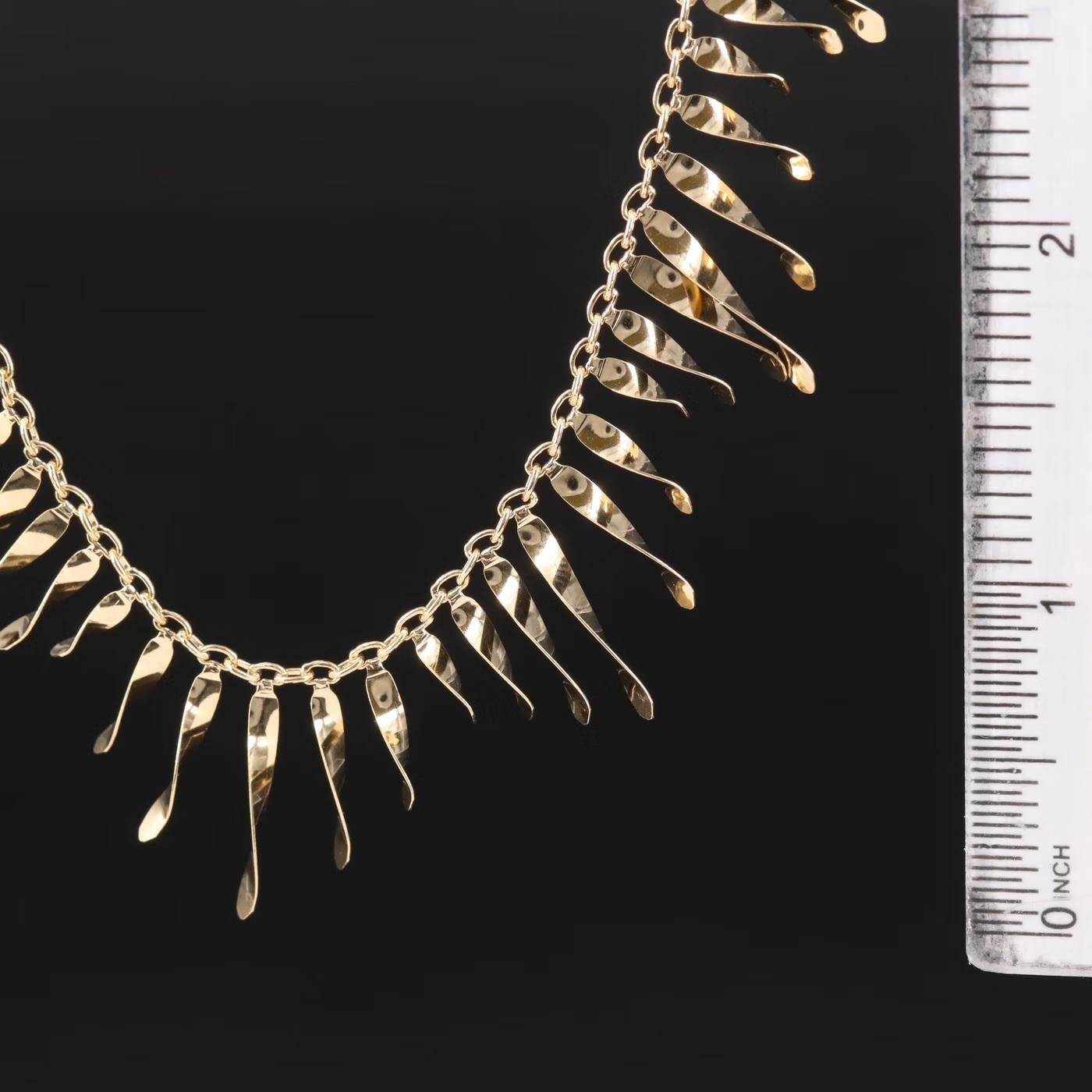 Women's $2950 / Italy Designer Top Quality Fringe Necklace / Adjustable / 14K Gold