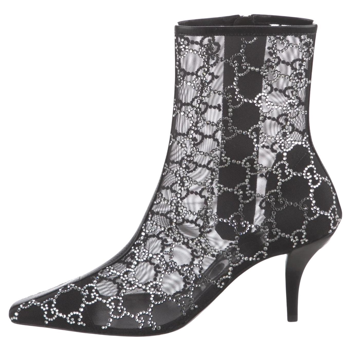 $2950 New Gucci 2021 Crystal GG Booties Boots Size 36.5 A Homage to Tom Ford 4