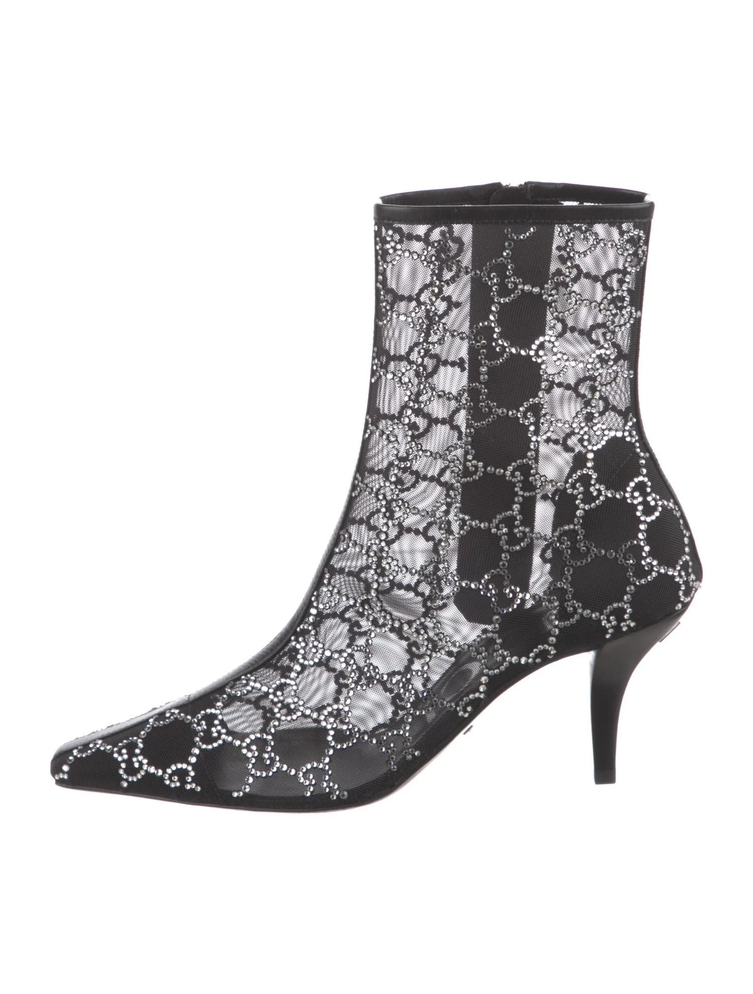 $2950 New Gucci 2021 Crystal GG Booties Boots Size 36.5 A Homage to Tom Ford 9