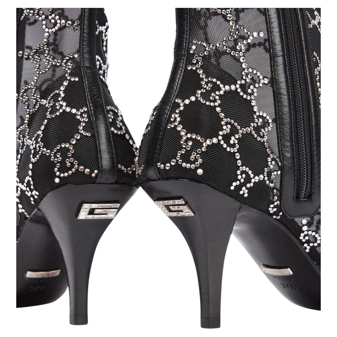 $2950 New Gucci 2021 Crystal GG Booties Boots Size 36.5 A Homage to Tom Ford
