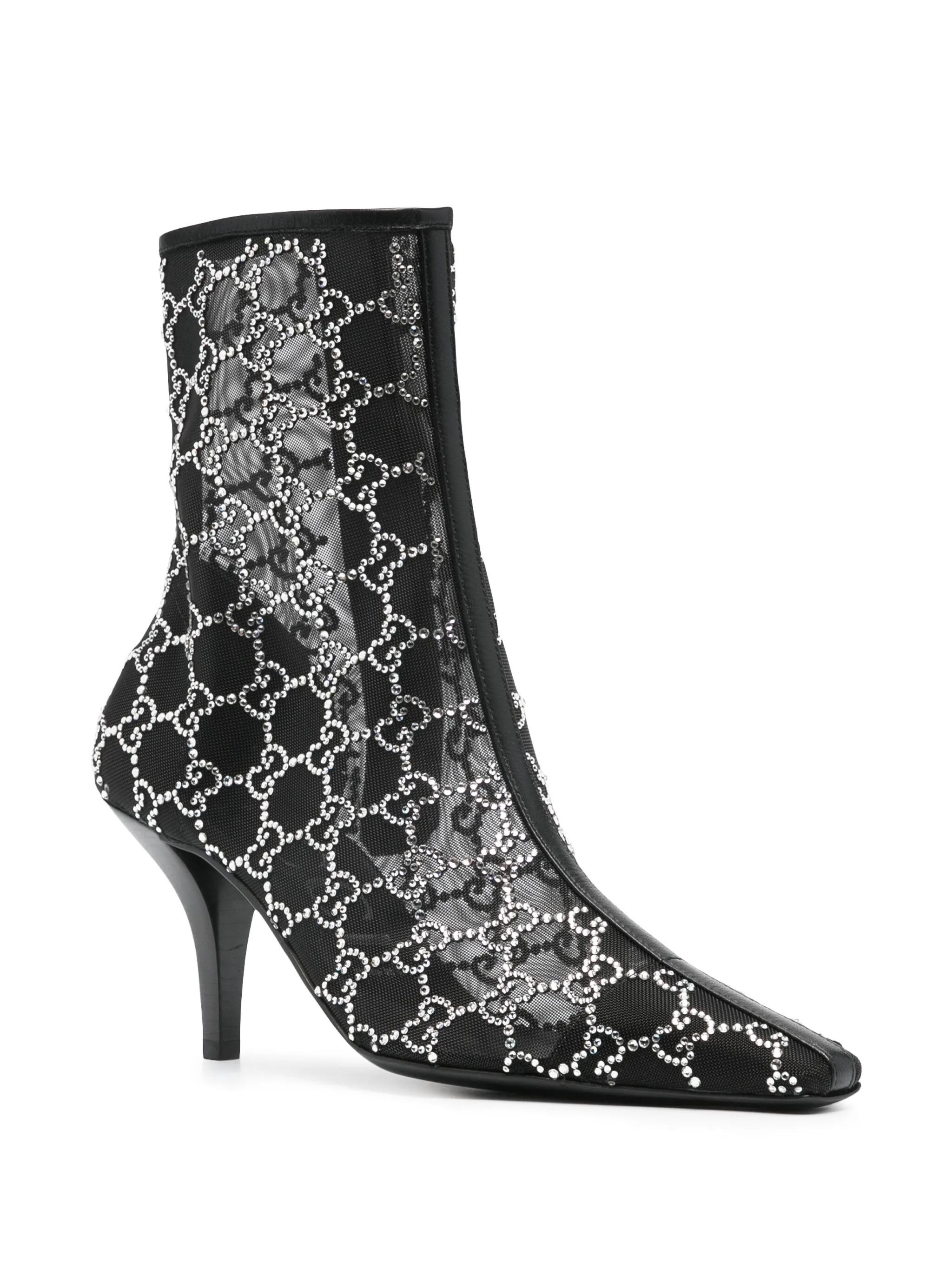 $2950 New Gucci 2021 Crystal GG Booties Boots Size 37.5 A Homage to Tom Ford For Sale 7