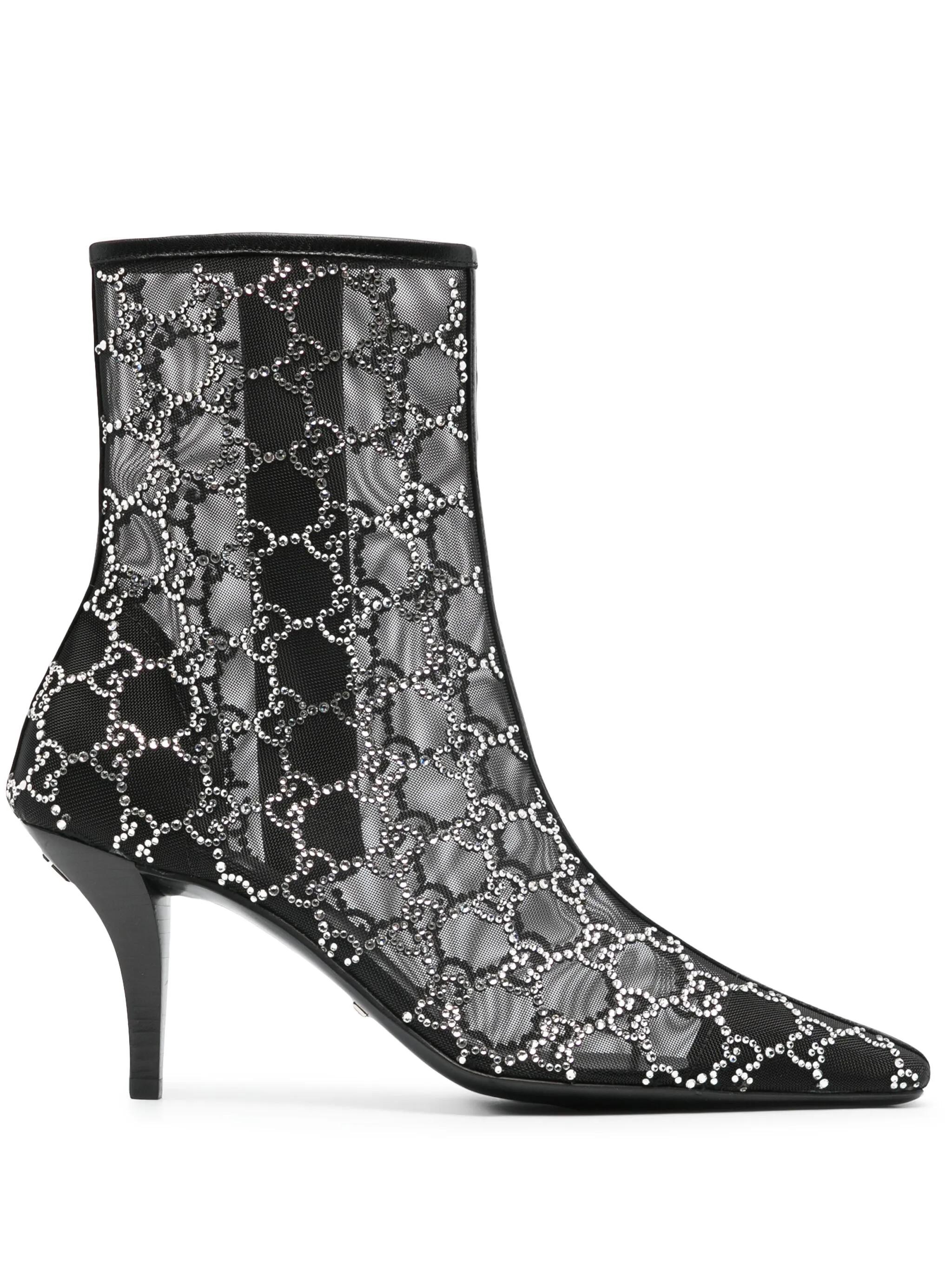 $2950 New Gucci 2021 Crystal GG Booties Boots Size 37.5 A Homage to Tom Ford For Sale 8