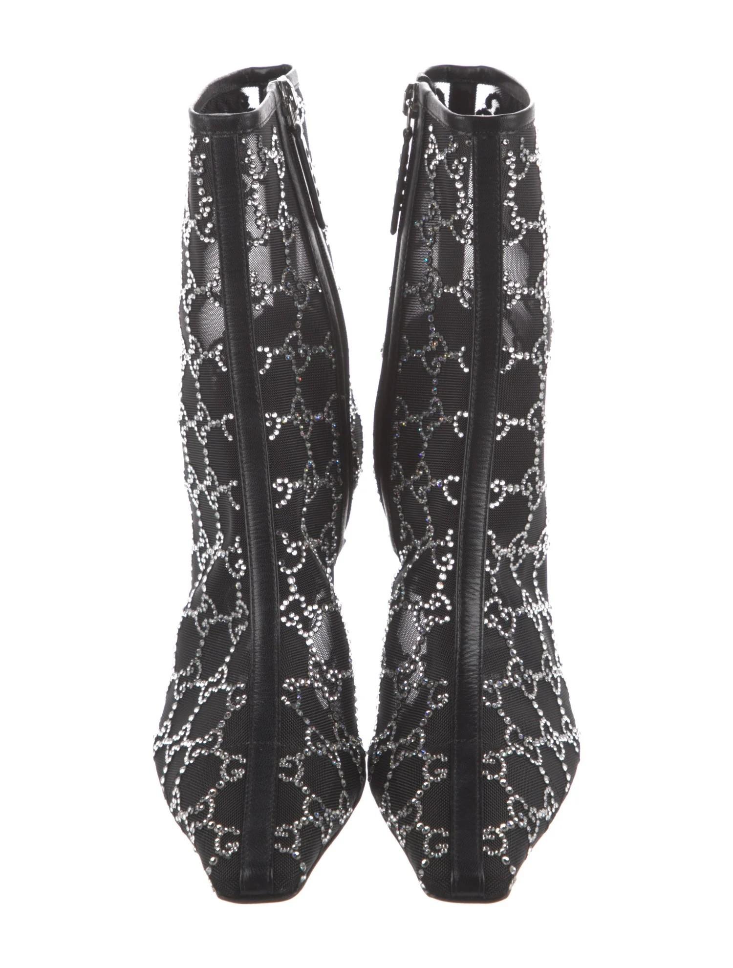 $2950 New Gucci 2021 Crystal GG Booties Boots Size 39 A Homage to Tom Ford For Sale 11