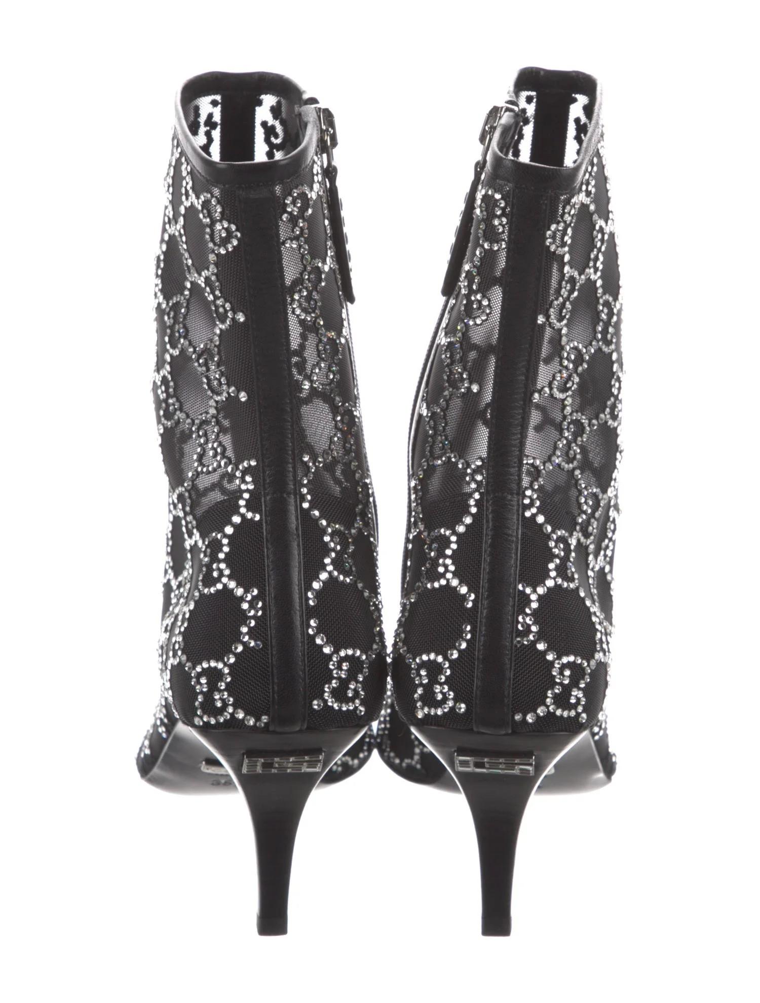 $2950 New Gucci 2021 Crystal GG Booties Boots Size 39 A Homage to Tom Ford For Sale 12