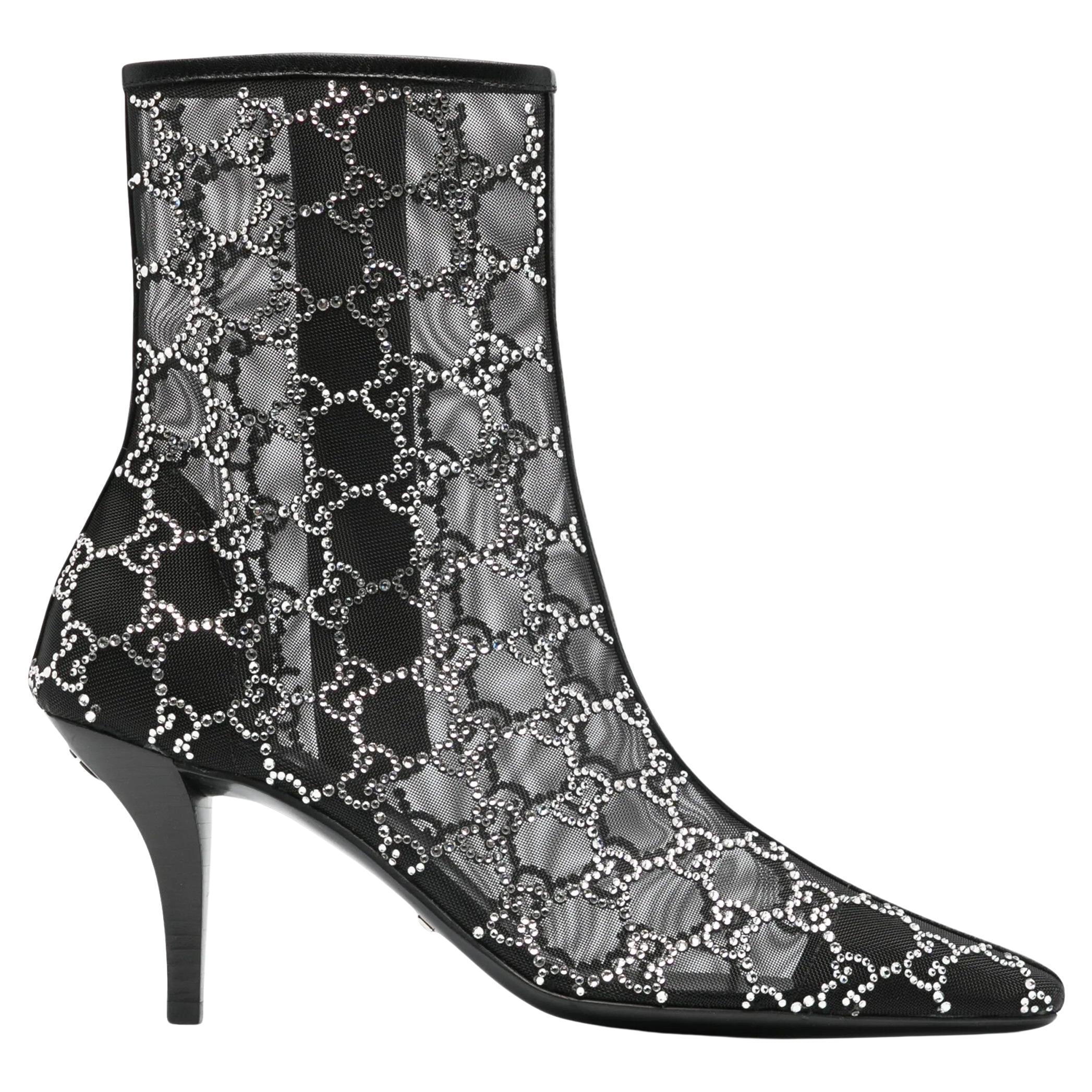 $2950 New Gucci 2021 Crystal GG Booties Boots Size 39 A Homage to Tom Ford For Sale 2