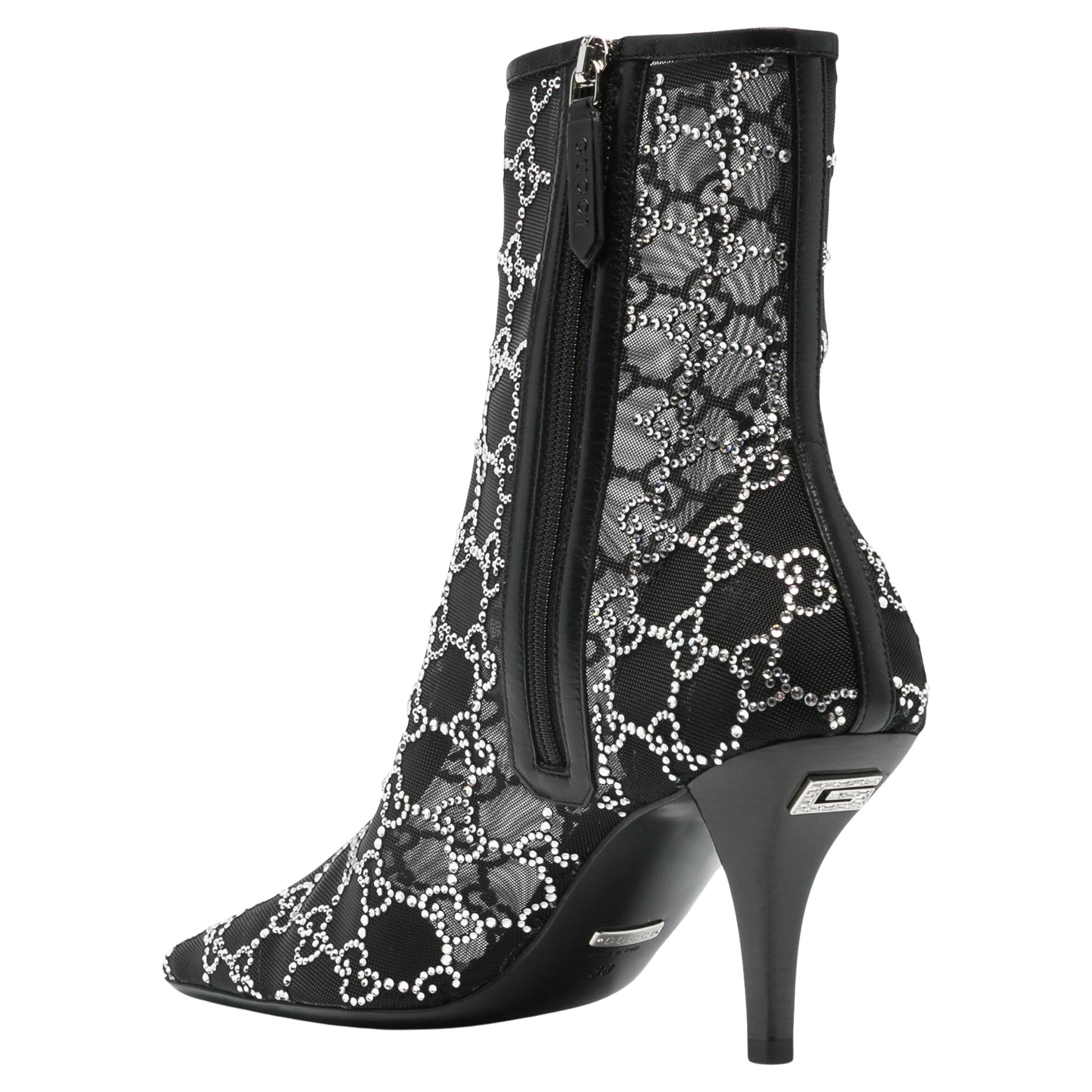 $2950 New Gucci 2021 Crystal GG Booties Boots Size 39 A Homage to Tom Ford For Sale 3