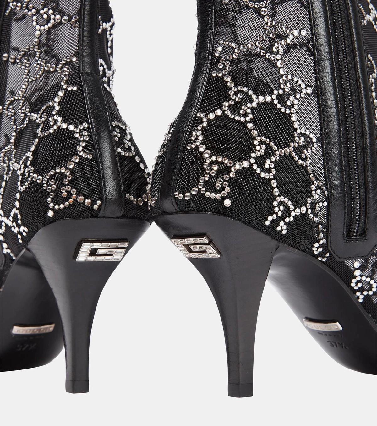 Black $2950 New Gucci 2021 Crystal GG Booties Boots Size 39 A Homage to Tom Ford For Sale