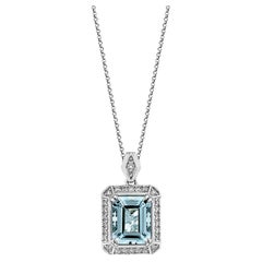 Sunita Nahata Aquamarine 2.95ct. Pendant in 18Karat White Gold with Diamond.