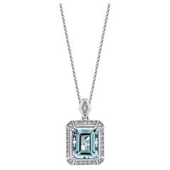 2.95 Carat Aquamarine Pendant in 18Karat White Gold with White Diamond.