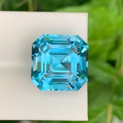 29.55 Carat Natural Loose Swiss Blue Topaz Asscher Cut Madagascar's Gemstone