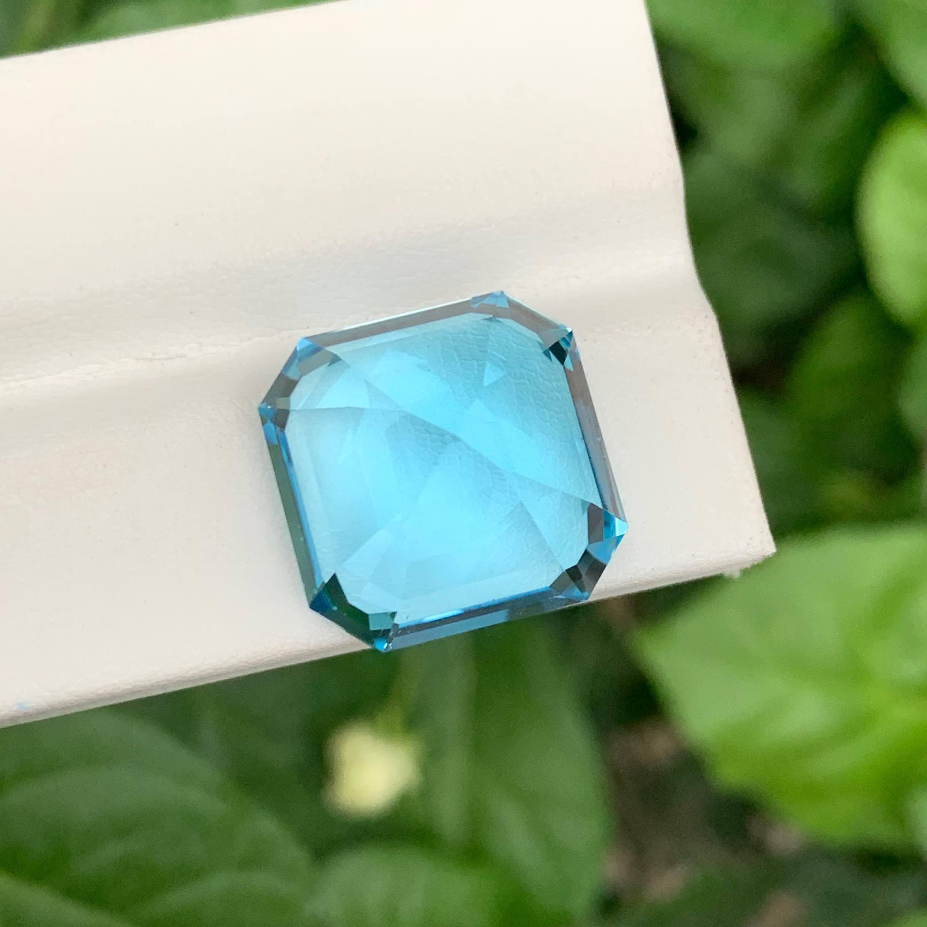 Modern 29.55 Carat Natural Loose Swiss Blue Topaz Asscher Cut Madagascar's Gemstone For Sale