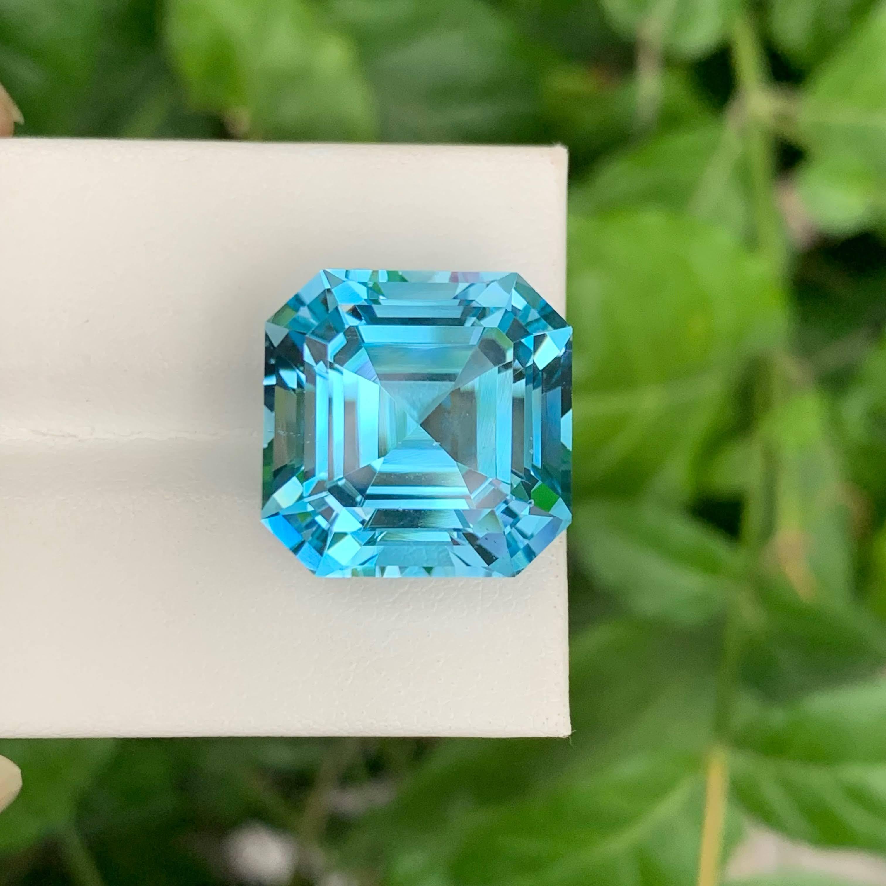 29.55 Carat Natural Loose Swiss Blue Topaz Asscher Cut Madagascar's Gemstone For Sale 1