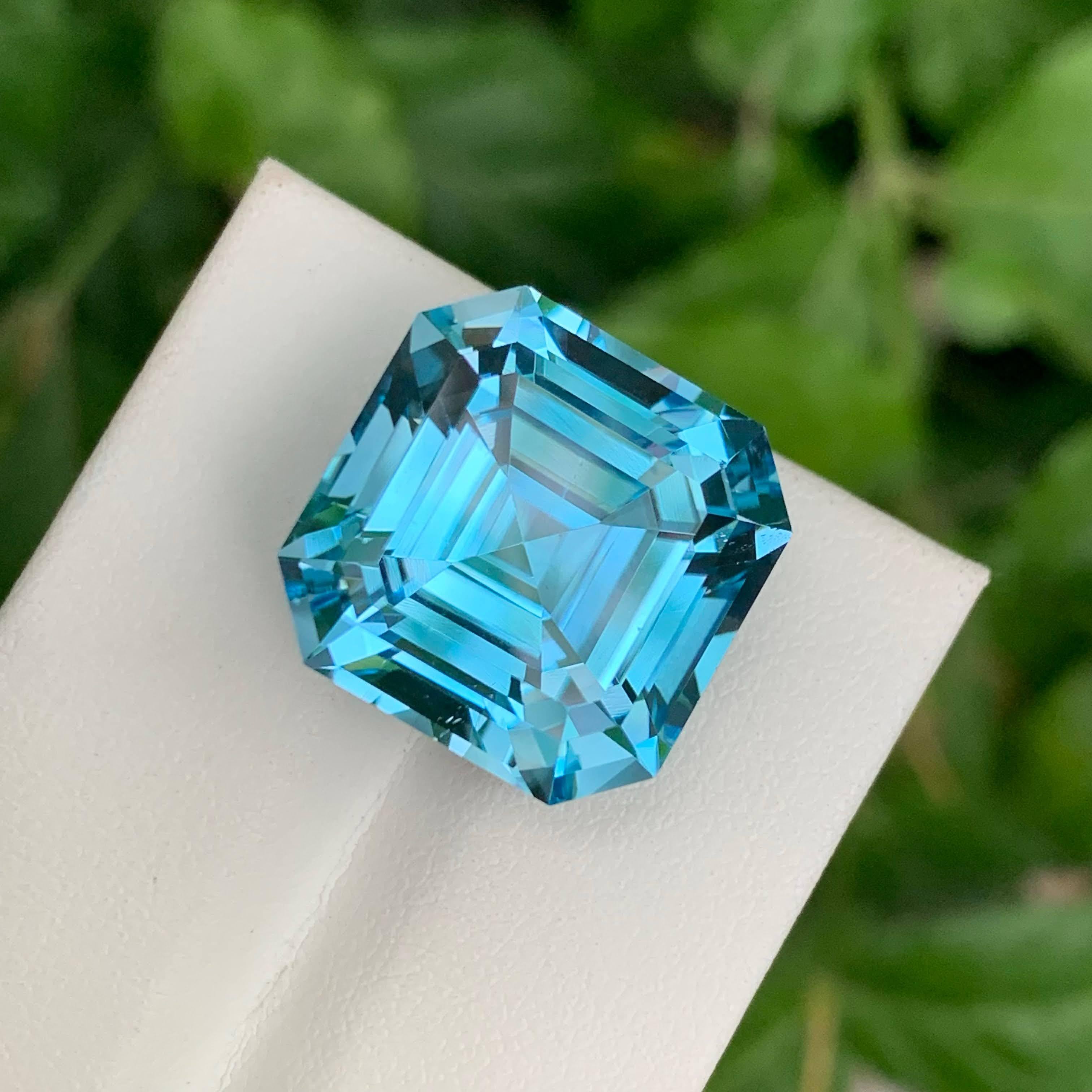 29.55 Carat Natural Loose Swiss Blue Topaz Asscher Cut Madagascar's Gemstone For Sale 2