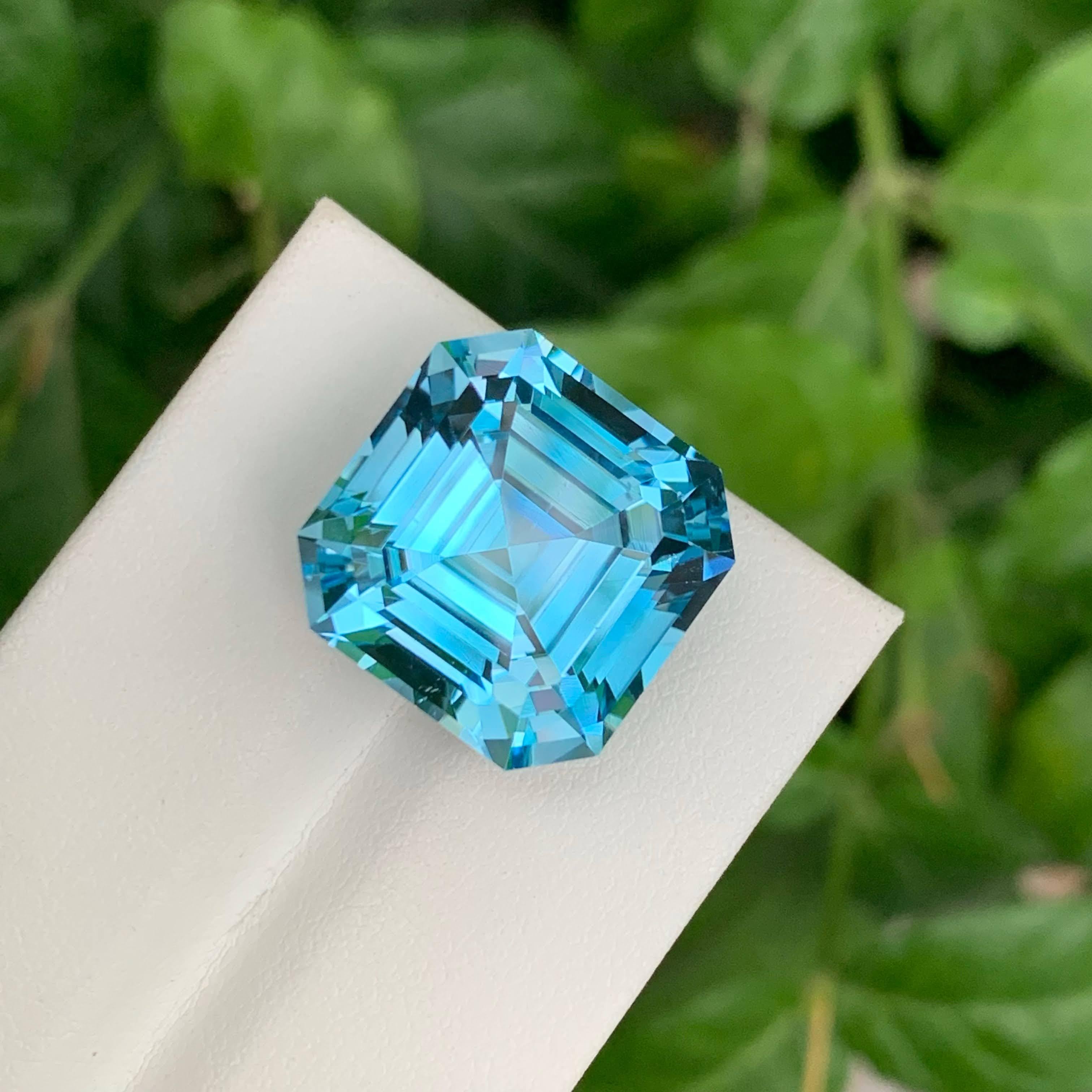 29.55 Carat Natural Loose Swiss Blue Topaz Asscher Cut Madagascar's Gemstone For Sale 3