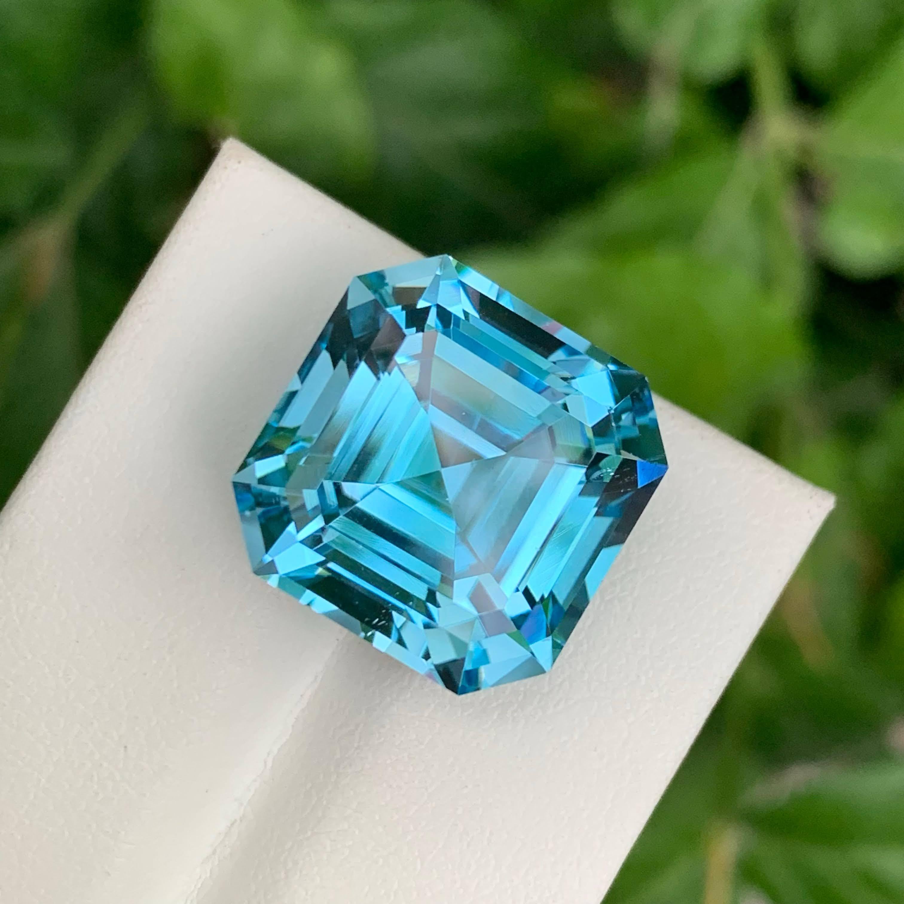29.55 Carat Natural Loose Swiss Blue Topaz Asscher Cut Madagascar's Gemstone For Sale 4